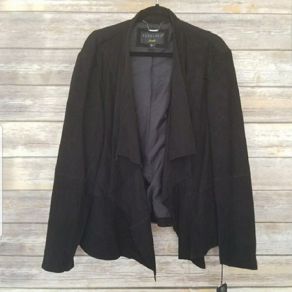 Bernardo Waterfall Leather Suede Jacket Plus Size 3X